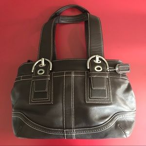 Coach small tote handbag dark brown